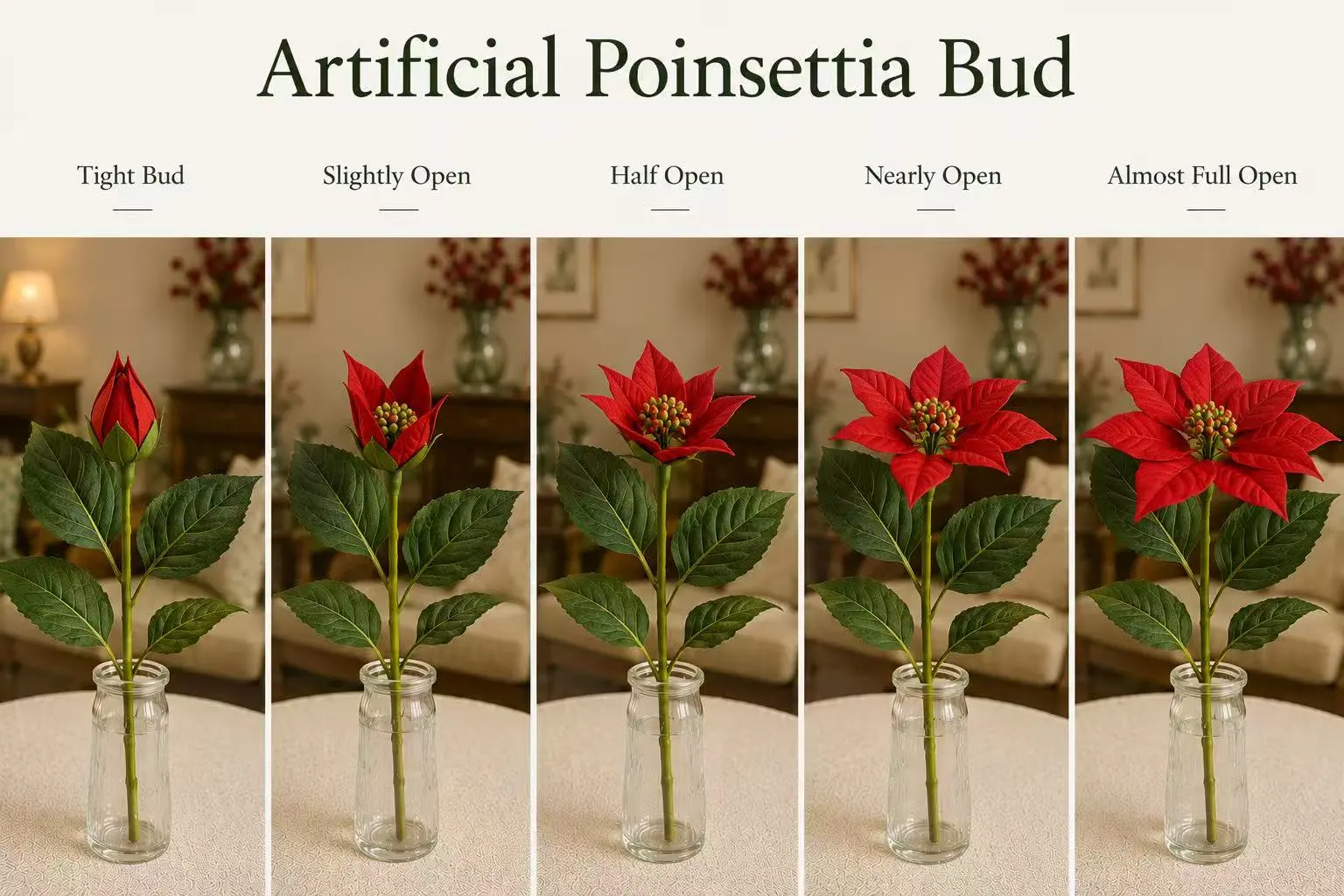 Artificial Poinsettia Bud