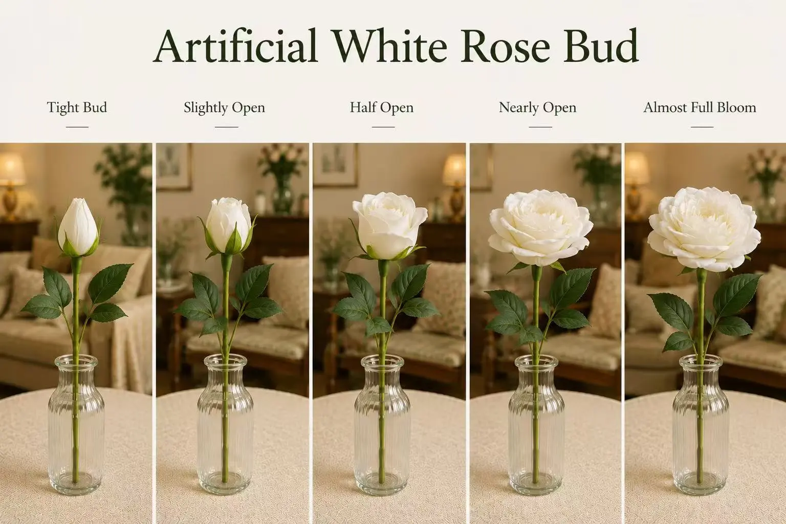 Artificial White Rose Bud Artificial White Rose Bud