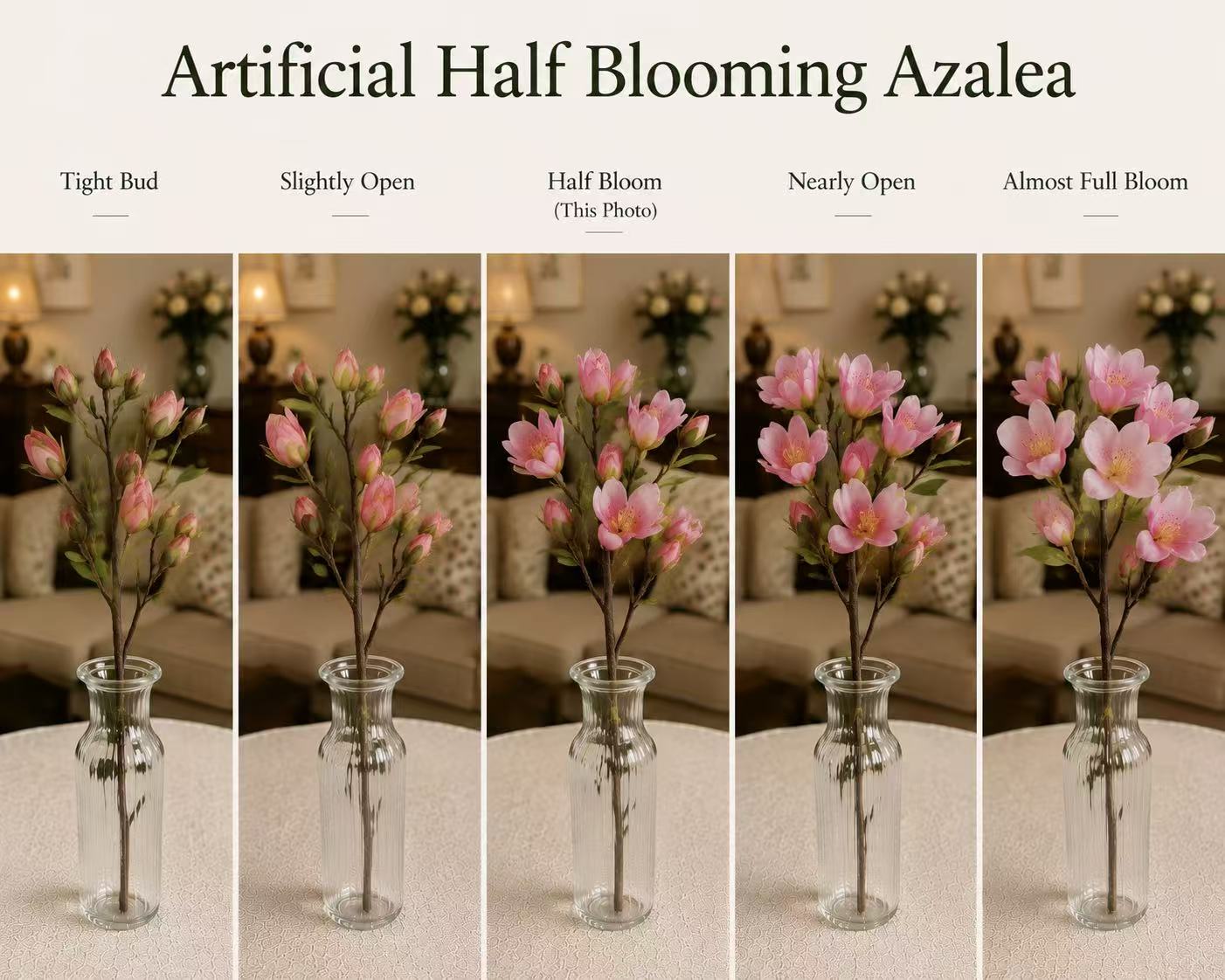 Artificial Half Blooming Azalea Provides Durable Floral Decor for Hotels and Retail Spaces