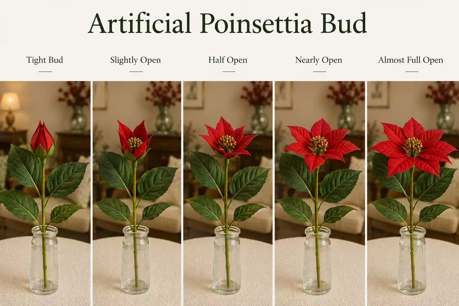 What Sizes of Artificial Poinsettia Buds Are Available?